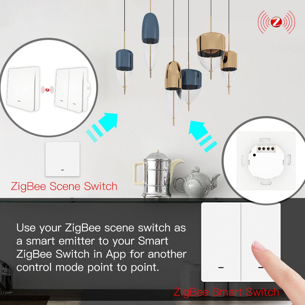Smart ZigBee Scene Push Button Switch Single Pole Neutral Wire Optional ...