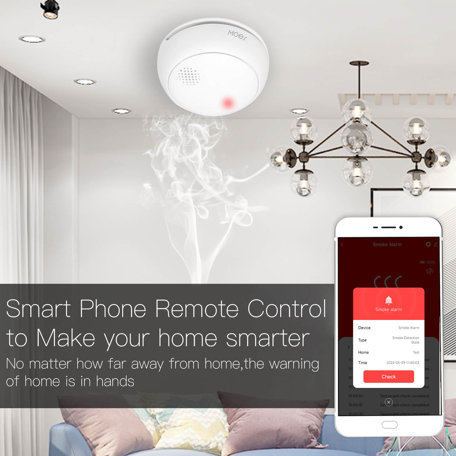 ZigBee Wireless Smart Smoke Detector Fire 85dB Sound Alarm Siren Sensor