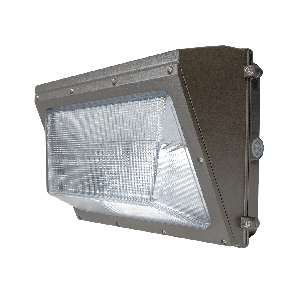 LED Wall Pack Light - 63W/45W/30W Selectable - Up to 8190 lumens - 120-277V - 5000K - Dusk To Dawn Photocell - Glass Lens - 250W Equal
